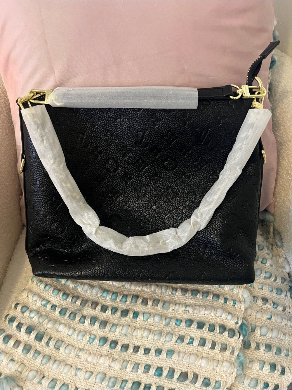 INSPIRED Black Embossed Monogram Crossbody Bag - Picture 7 of 11